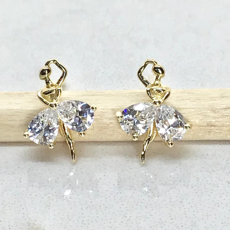 Graceful Ballerina Dancer .925 Sterling Silver Stud Earring
