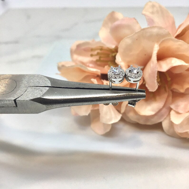 Halo Stud Earrings Sterling Silver