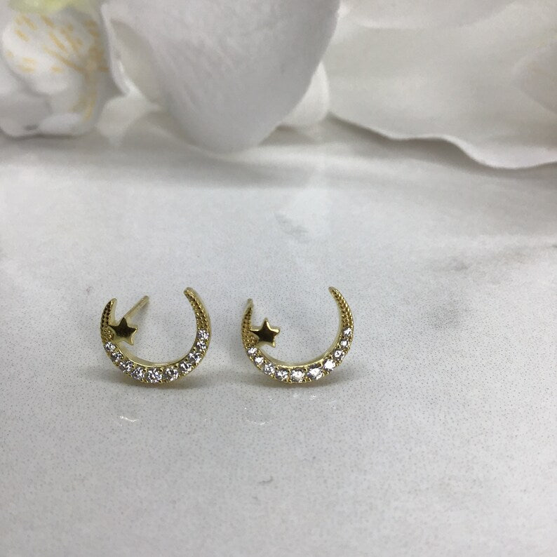 Moon and star earrings