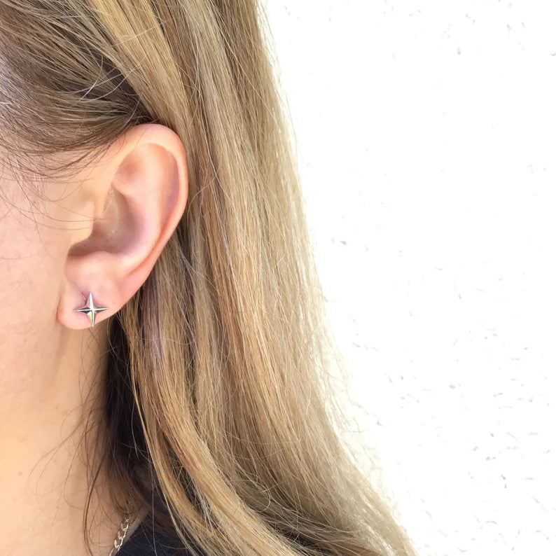 North Star Stud Earring in Sterling Silver