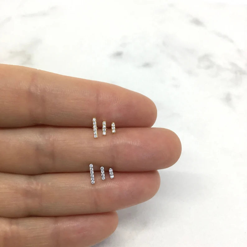Set of 3 Single Bars Stud Earring in Sterling Silver