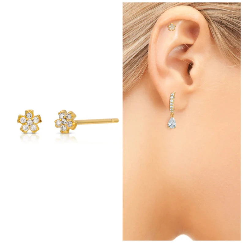 Teeny Tiny Flower Piercing Cartilage Stud Earring