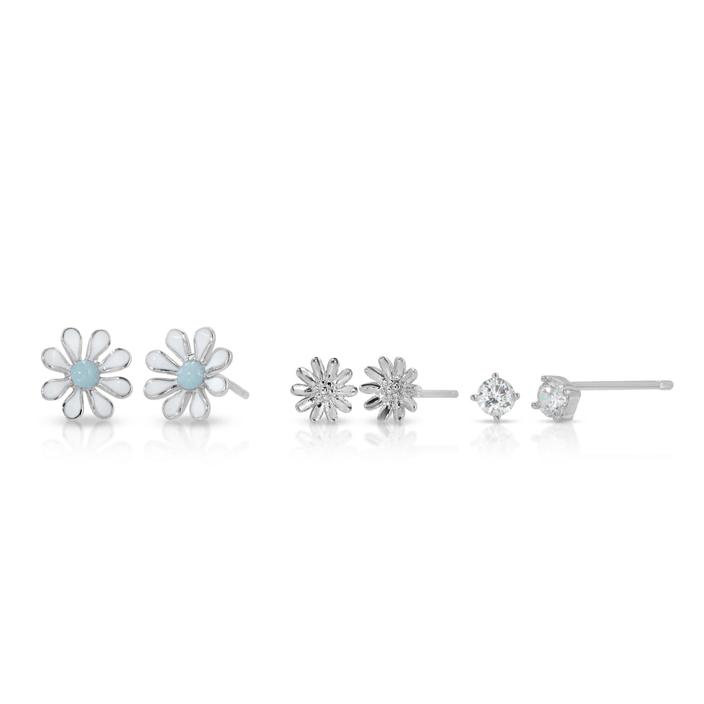 Set of 6 tiny single stud earring sterling silver