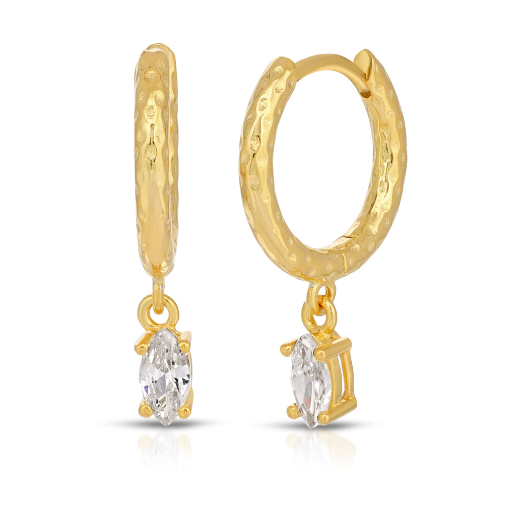 Bezel drop emerald and diamond hoop earring in sterling silver