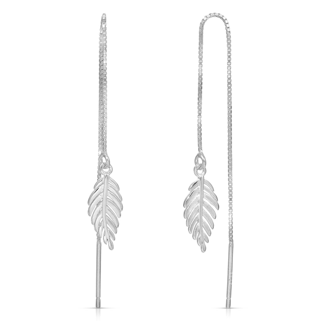 Sterling Silver Feather Threader earrings