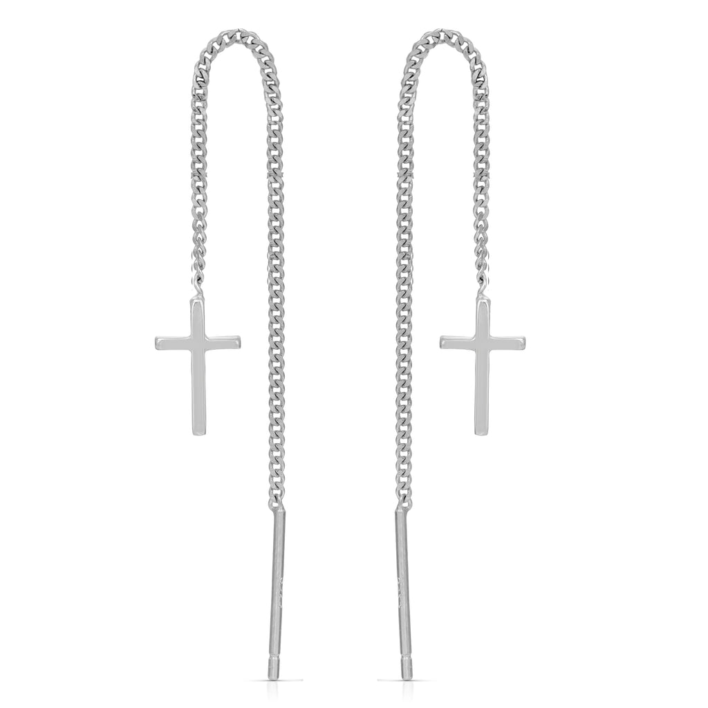 Sterling Silver Cross Ear Threader earrings