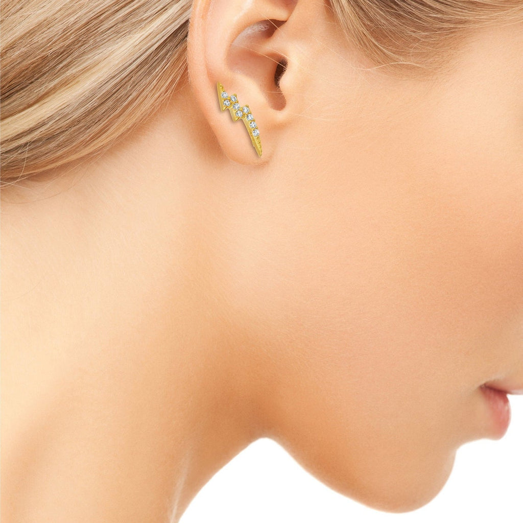 Lightning Bolt Ear Crawler In Sterling Silver