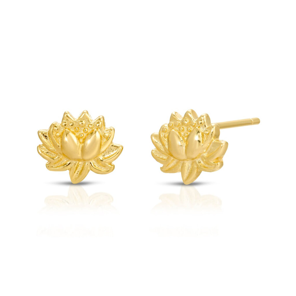 Lotus flower stud earring sterling silver