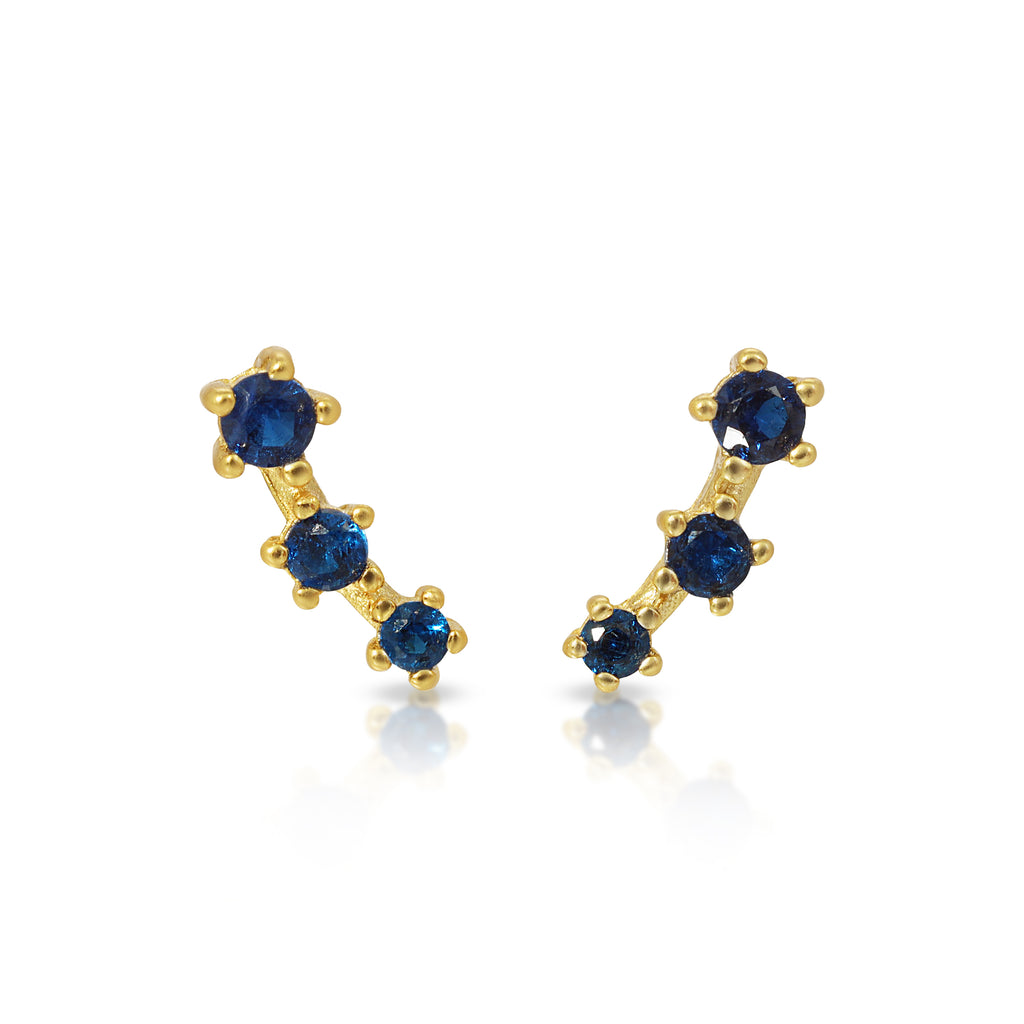 Ear climber stud earrings in sterling silver