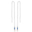 Sapphire baguette chain ear threader sterling silver