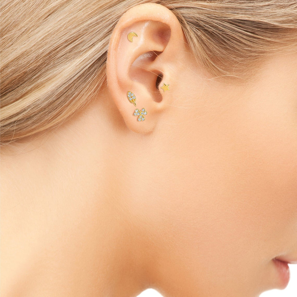 Set of 6 tiny single  tragus cartilage stud earring