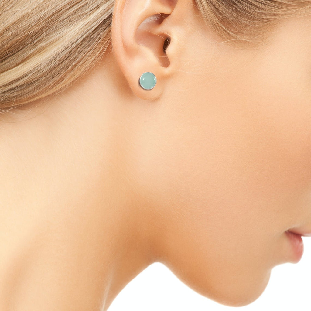 Small Round Enamel Stud Earrings