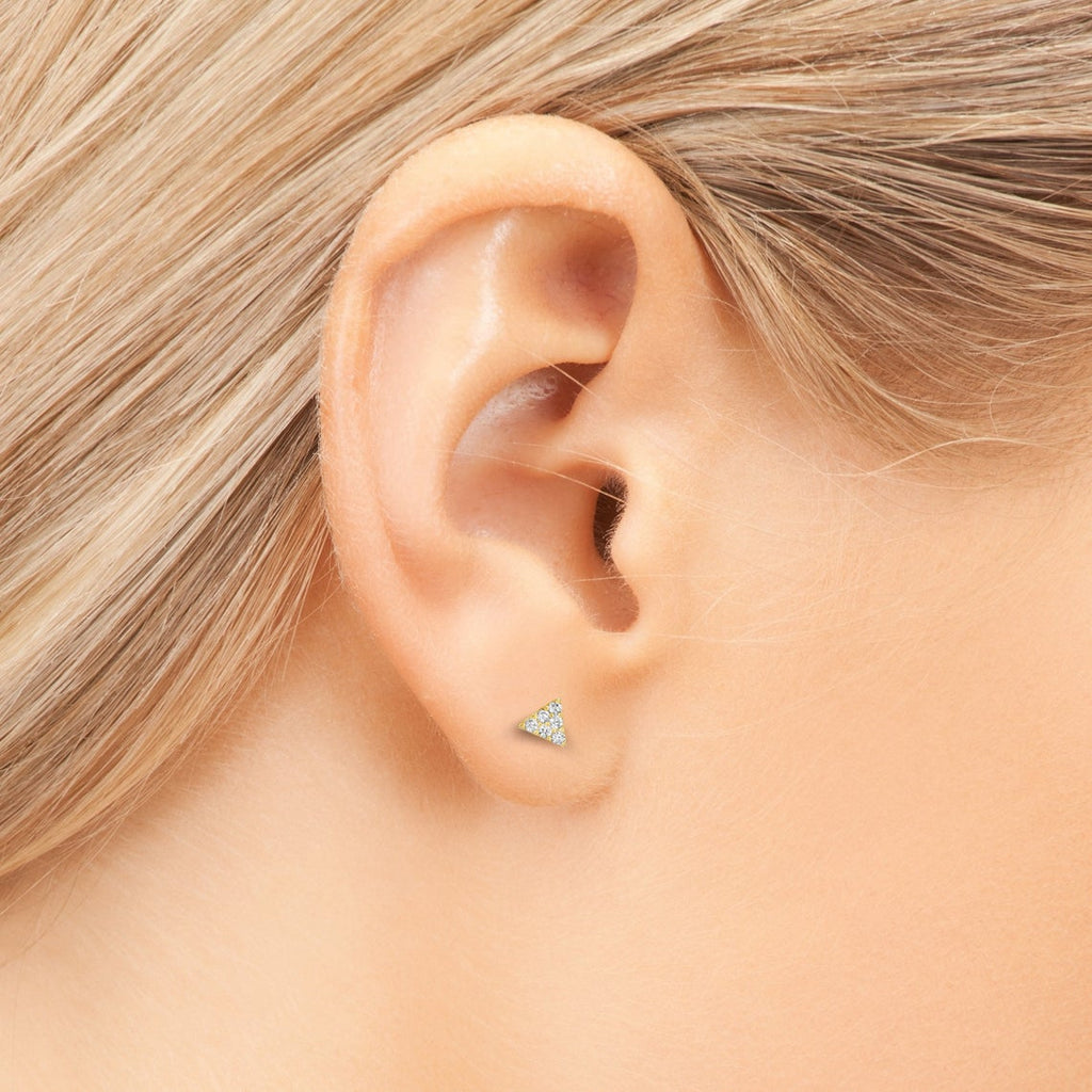 Sterling Silver Teeny Tiny CZ Triangle Piercing/Cartilage Earrings
