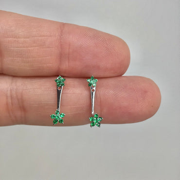 Flower ear jacket stud earring sterling silver
