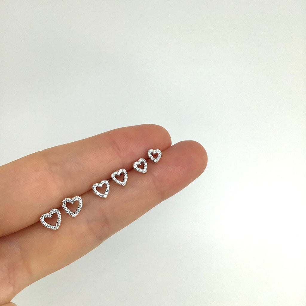 Heart stud earrings sterling silver