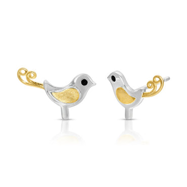 Canary bird stud earring sterling silver