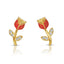 Red tulip stud earring sterling silver