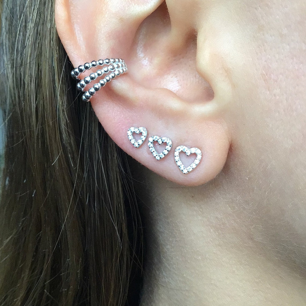 Heart stud earrings sterling silver
