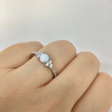 White opal ring sterling silver