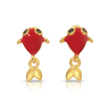 Red koi stud earrings sterling silver