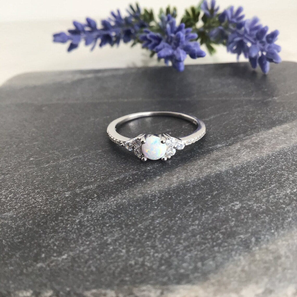 White opal ring sterling silver
