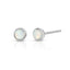 Genuine opal round stud earrings in sterling silver- White Fire, Sky Blue, Green