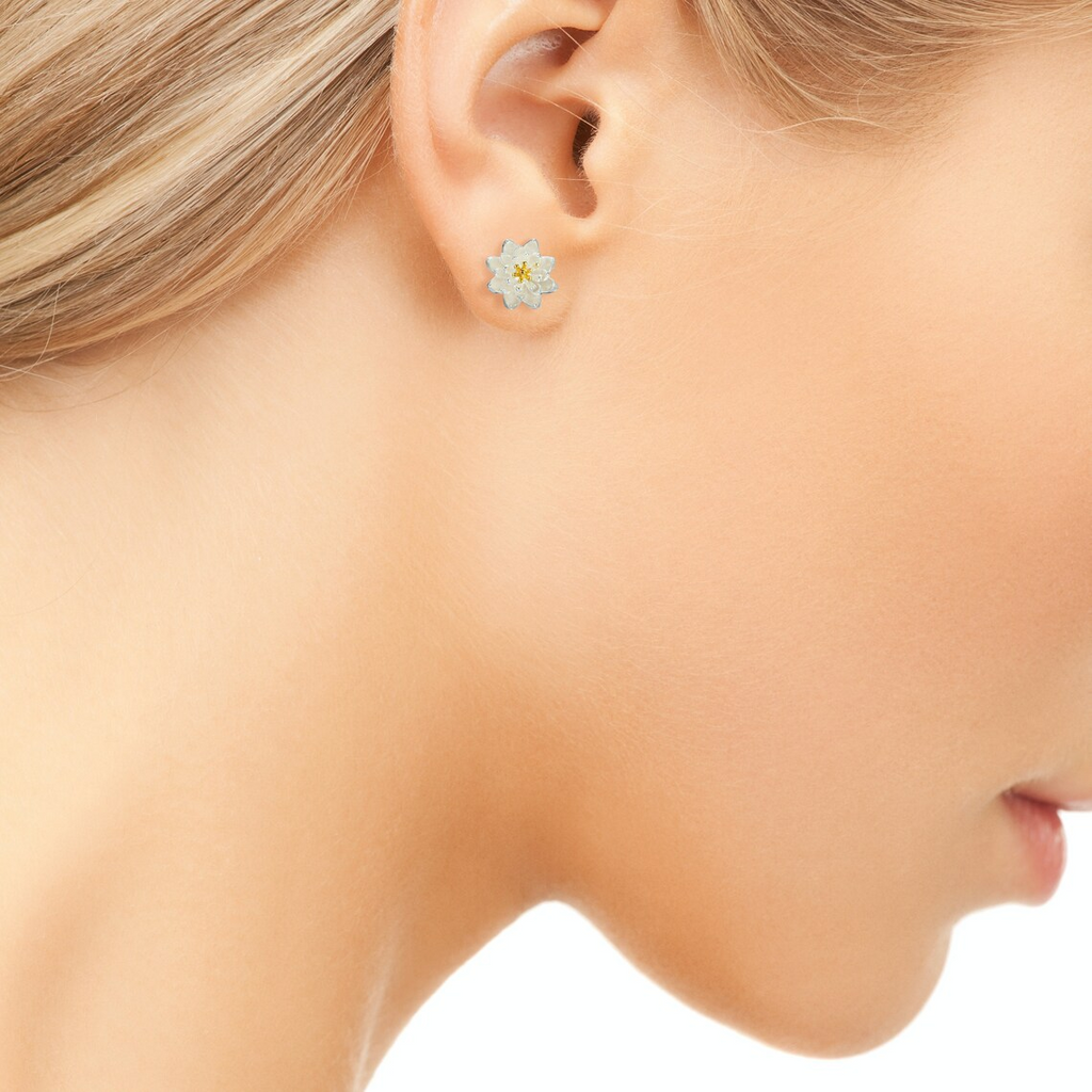 Lotus Flower Earrings, Flower Studs