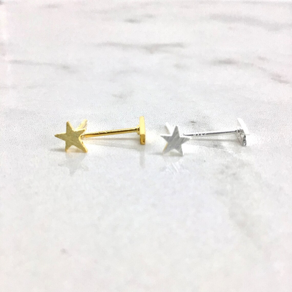 Star and lightning bolt stud earrings sterling silver