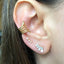 Opal & CZ tiny climber stud earrings