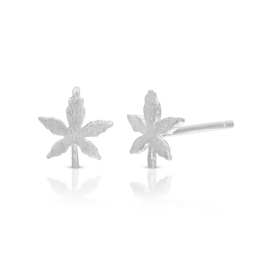 leaf stud earrings sterling silver