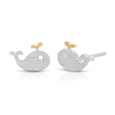 Whale stud earrings sterling silver
