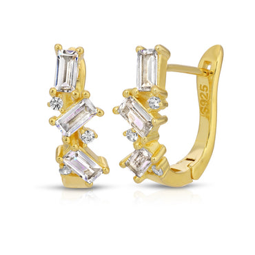 Baguette hoop earrings sterling silver