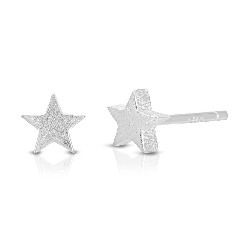 Sterling Silver Cute Dainty Tiny 3 D Star Stud Earrings