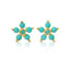 Tiny turquoise flower stud earring sterling silver