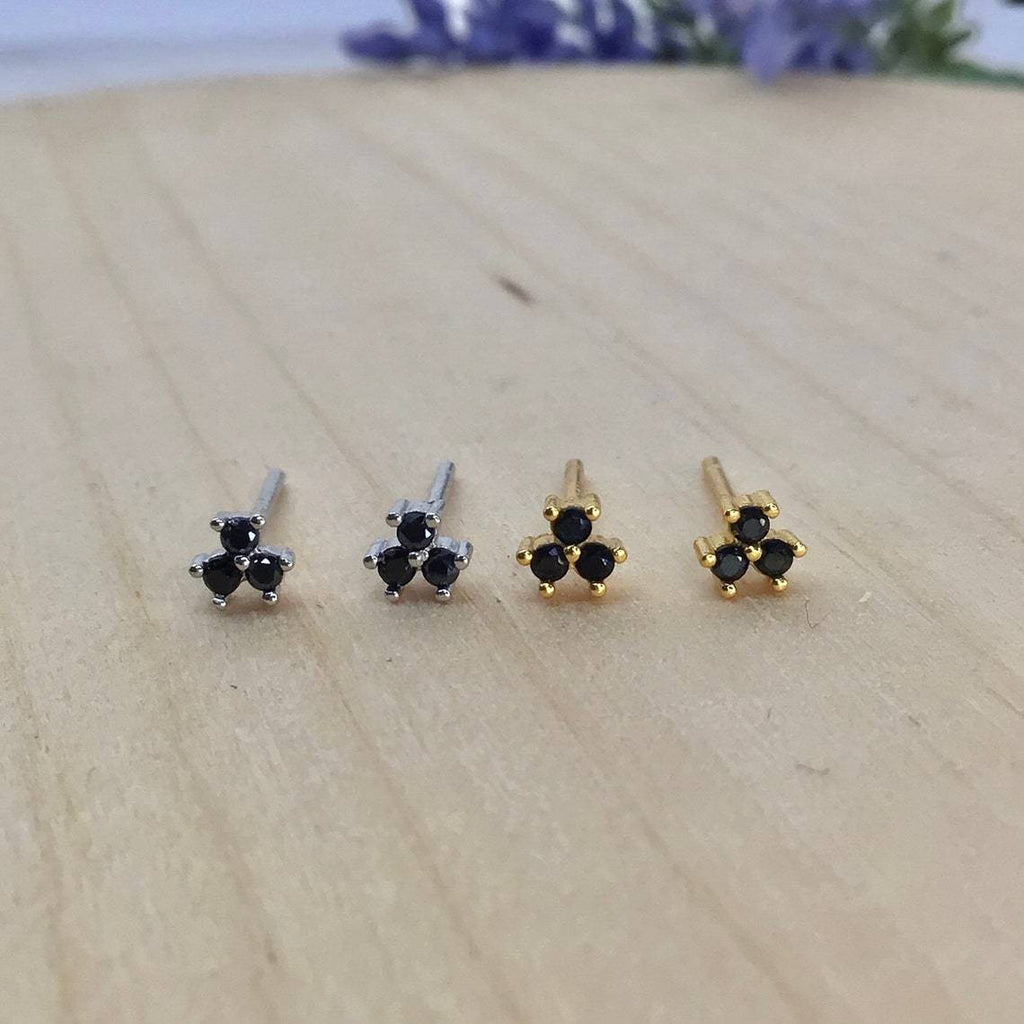 Tiny onyx stud earring sterling silver