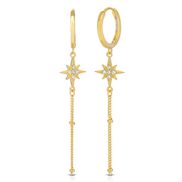 North star hoop earrings sterling silver