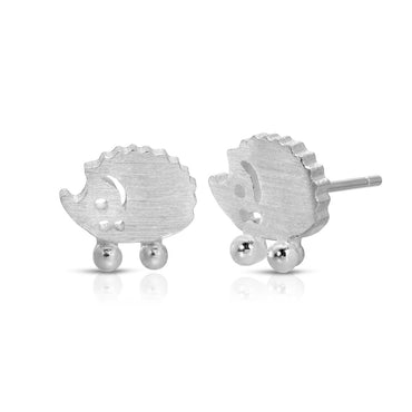 Cute hedgehog stud earring sterling silver