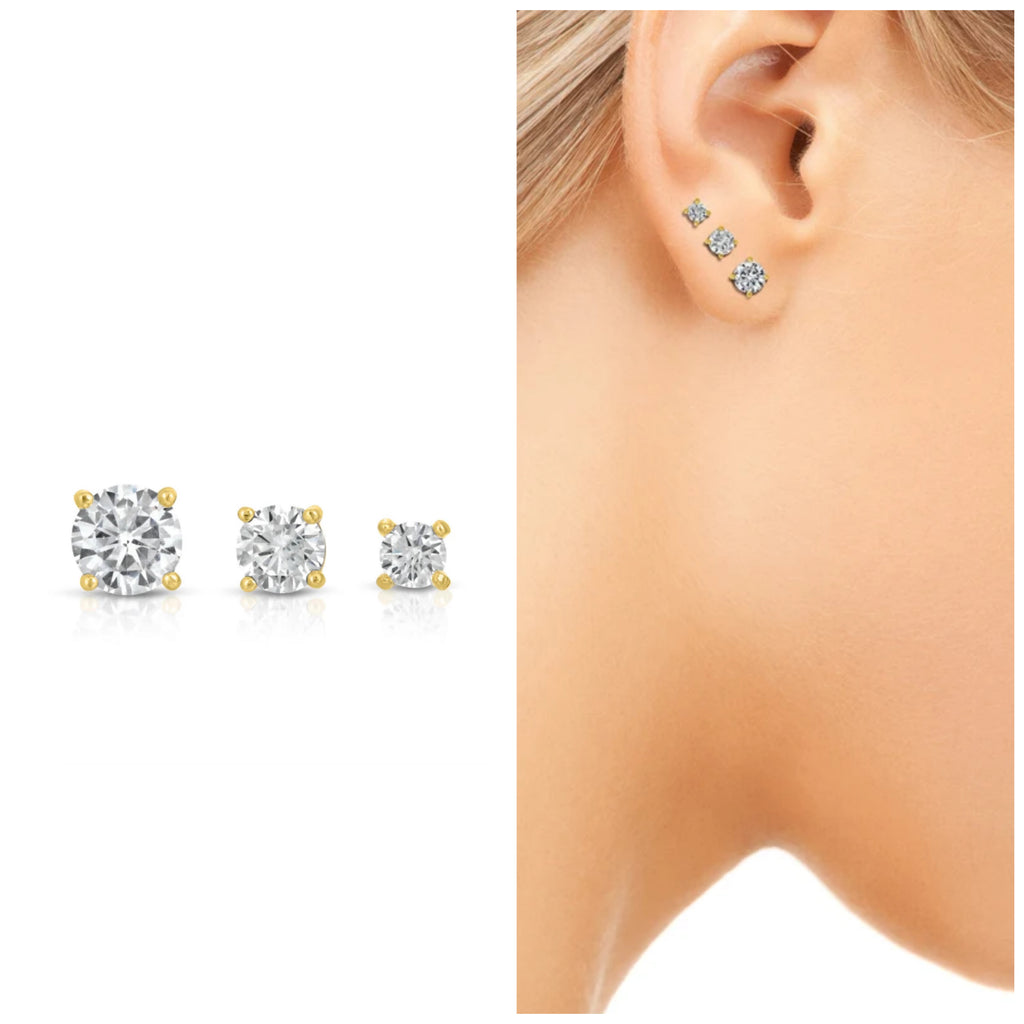 Tiny Round Diamond Stud Earrings Sterling silver