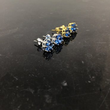 Sapphire heart stud earring sterling silver