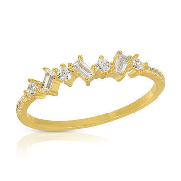 Misaligned baguette ring sterling silver