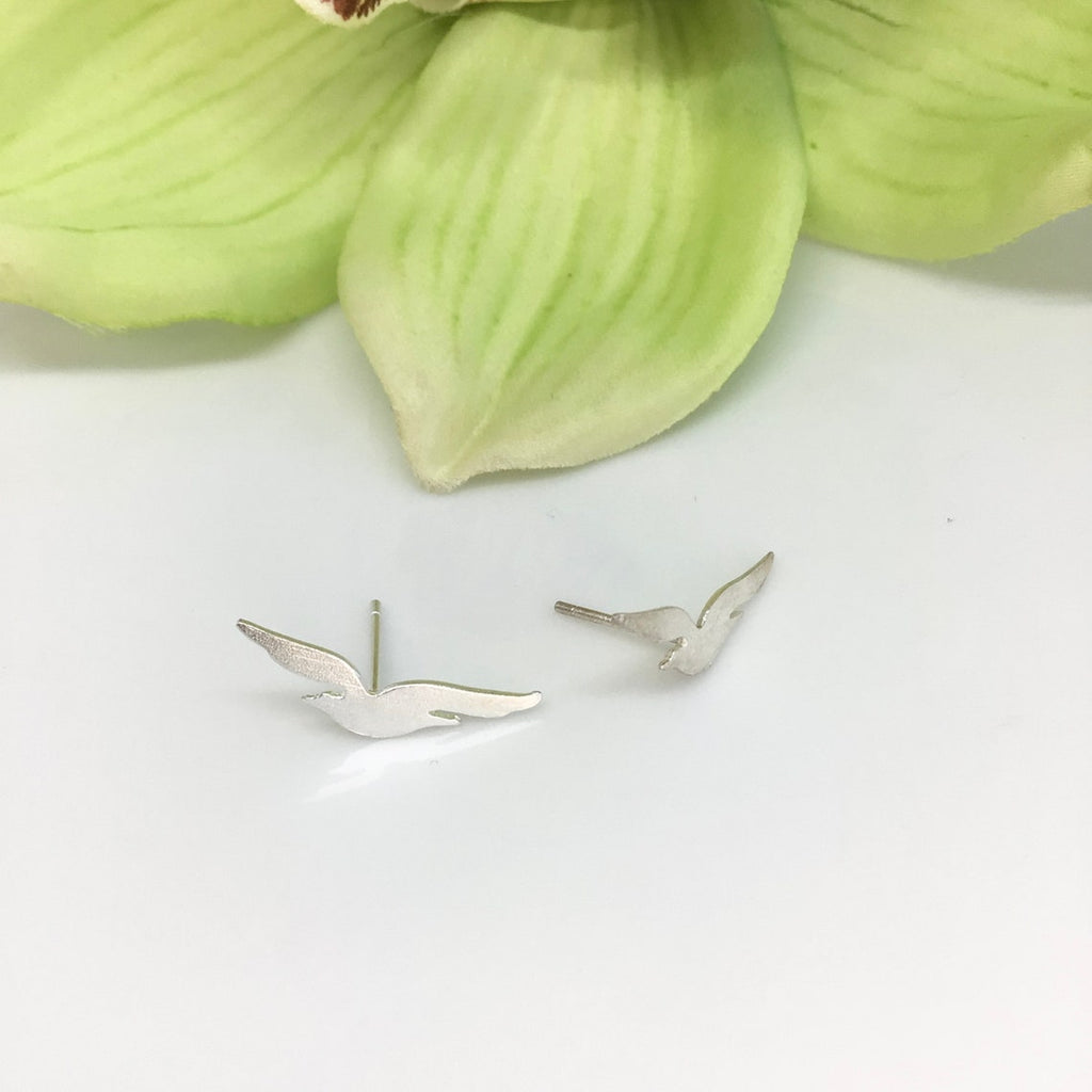 Bird stud sterling silver earrings