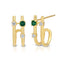 Elegant emerald double hoop earring sterling silver