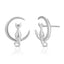 Cat on Moon Stud Earrings 925 Sterling Silver