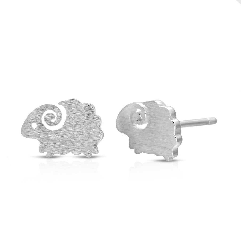Cute ram stud earring sterling silver