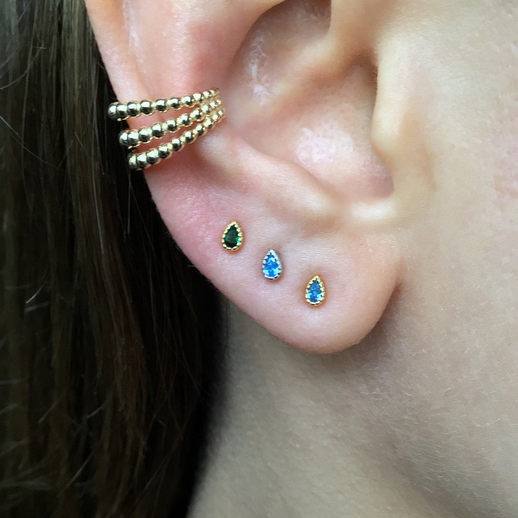 Teeny tiny teardrop sterling silver stud earrings