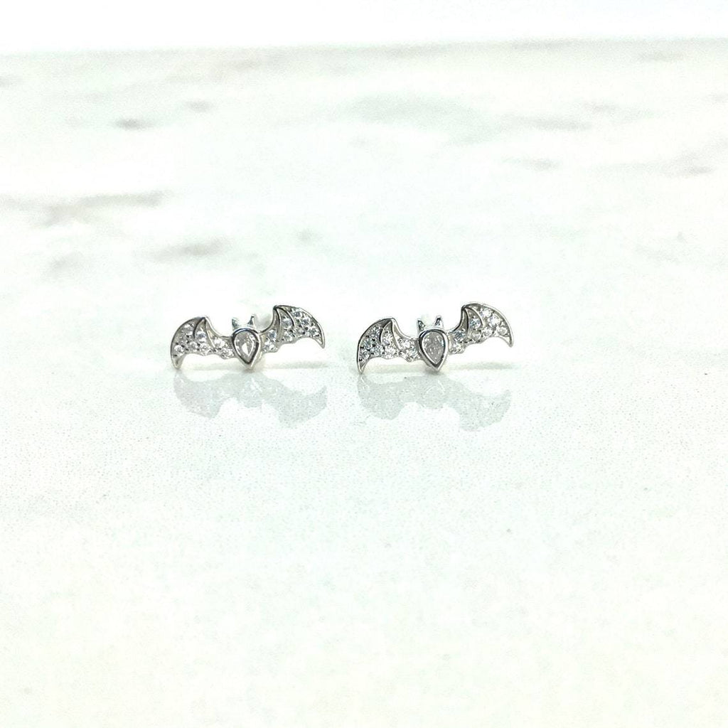 Tiny bat stud earring sterling silver