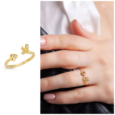 Honeycomb and Bee Adjustable Ring Sterling Silver