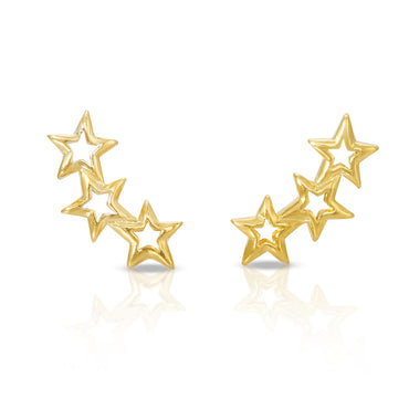 Sterling Silver Trio Tiny Open Star Ear Climber
