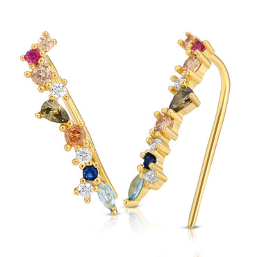 Rainbow ear climbers sterling silver