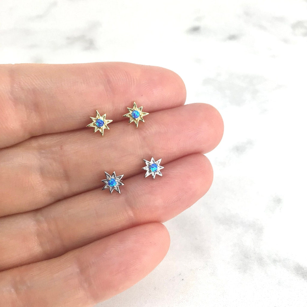 Opal North Star stud earring sterling silver